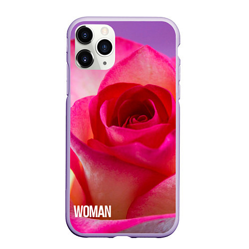 Чехол iPhone 11 Pro матовый Розовая роза - woman / 3D-Светло-сиреневый – фото 1