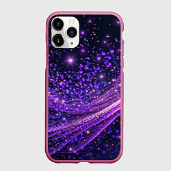Чехол iPhone 11 Pro матовый Фиолетовые сверкающие абстрактные волны