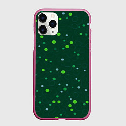 Чехол iPhone 11 Pro матовый Прикольный горошек зелёный
