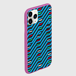 Чехол iPhone 11 Pro матовый Киберпанк узор синий и чёрный, цвет: 3D-фиолетовый — фото 2