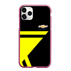 Чехол iPhone 11 Pro матовый Chevrolet yellow star, цвет: 3D-малиновый