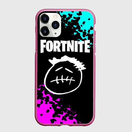 Чехол iPhone 11 Pro матовый Фортнайт neon / 3D-Малиновый – фото 1