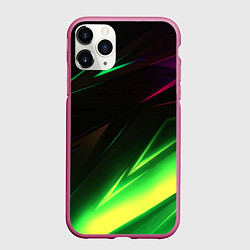 Чехол iPhone 11 Pro матовый Geometry stripes кислотный неон, цвет: 3D-малиновый