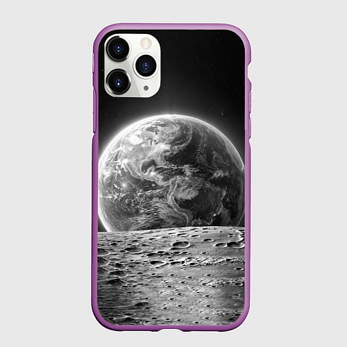 Чехол iPhone 11 Pro матовый Вид Земли со спутника / 3D-Фиолетовый – фото 1