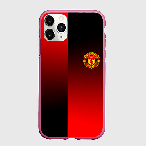 Чехол iPhone 11 Pro матовый Манчестер Юнайтед градиент спорт / 3D-Малиновый – фото 1