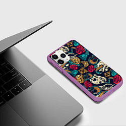 Чехол iPhone 11 Pro матовый Tattoo dice, цвет: 3D-фиолетовый — фото 2