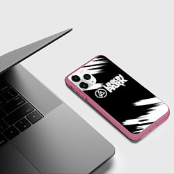 Чехол iPhone 11 Pro матовый Linkin park рок бенд краски, цвет: 3D-малиновый — фото 2