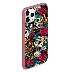 Чехол iPhone 11 Pro матовый Tattoo dice skull, цвет: 3D-малиновый — фото 2