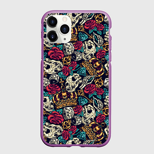 Чехол iPhone 11 Pro матовый Винтажная татуировка / 3D-Фиолетовый – фото 1