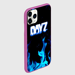 Чехол iPhone 11 Pro матовый Dayz синий огонь лого, цвет: 3D-фиолетовый — фото 2