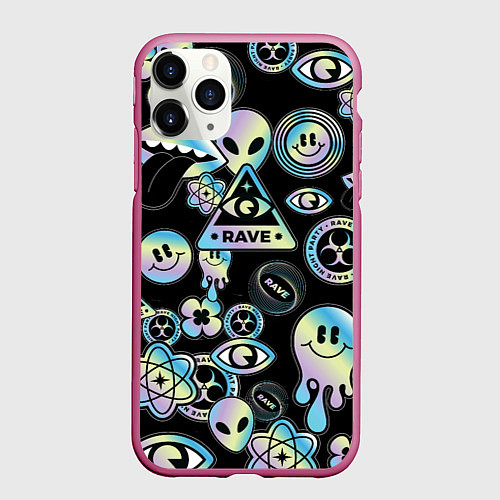 Чехол iPhone 11 Pro матовый Rave gradient / 3D-Малиновый – фото 1