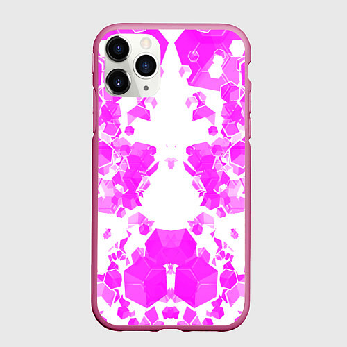 Чехол iPhone 11 Pro матовый Розовые осколки / 3D-Малиновый – фото 1