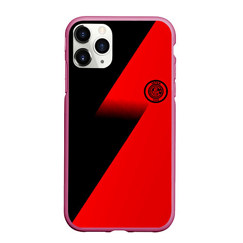 Чехол iPhone 11 Pro матовый Inter geometry red sport / 3D-Малиновый – фото 1
