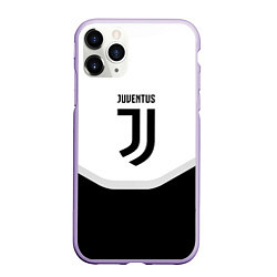 Чехол iPhone 11 Pro матовый Juventus black geometry sport, цвет: 3D-светло-сиреневый
