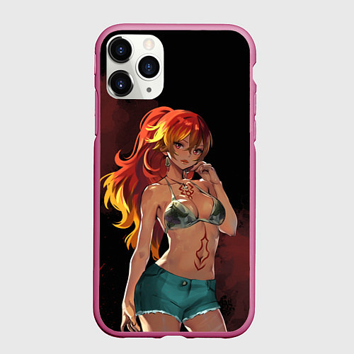 Чехол iPhone 11 Pro матовый Сюра - Синий экзорцист / 3D-Малиновый – фото 1