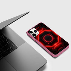 Чехол iPhone 11 Pro матовый Nvidia style black and red neon, цвет: 3D-малиновый — фото 2