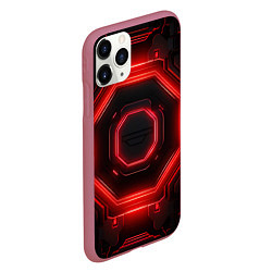 Чехол iPhone 11 Pro матовый Nvidia style black and red neon, цвет: 3D-малиновый — фото 2