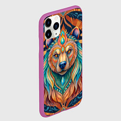 Чехол iPhone 11 Pro матовый Медведь шаман тотемное животное, цвет: 3D-фиолетовый — фото 2