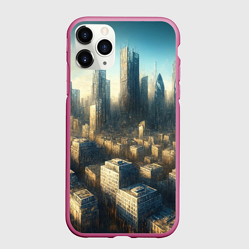 Чехол iPhone 11 Pro матовый Разрушенный апокалиптический город / 3D-Малиновый – фото 1