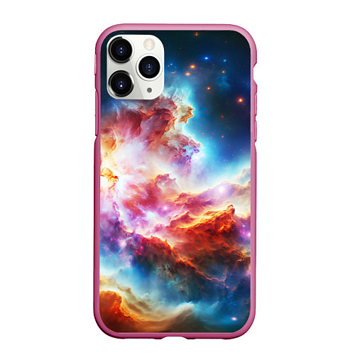 Чехол iPhone 11 Pro матовый The cosmic nebula / 3D-Малиновый – фото 1