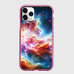Чехол iPhone 11 Pro матовый The cosmic nebula, цвет: 3D-малиновый