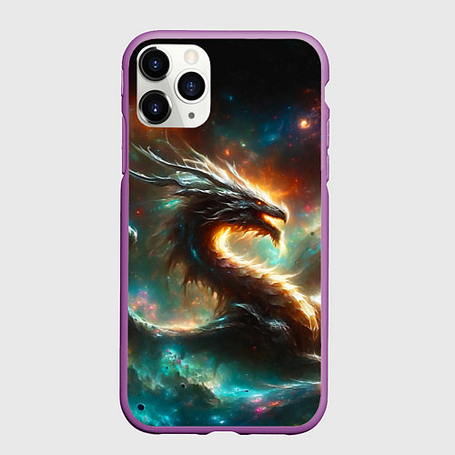 Чехол iPhone 11 Pro матовый The incredible space dragon / 3D-Фиолетовый – фото 1