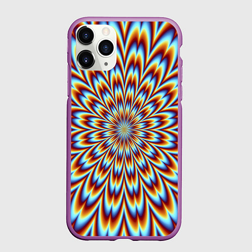 Чехол iPhone 11 Pro матовый Оптическая иллюзия в виде цветка / 3D-Фиолетовый – фото 1