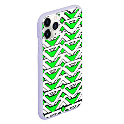 Чехол iPhone 11 Pro матовый Бело-зелёный узор, цвет: 3D-светло-сиреневый — фото 2