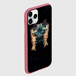 Чехол iPhone 11 Pro матовый Котик полигональный, цвет: 3D-малиновый — фото 2