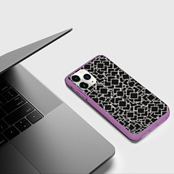 Чехол iPhone 11 Pro матовый Ромб черно - белый, цвет: 3D-фиолетовый — фото 2