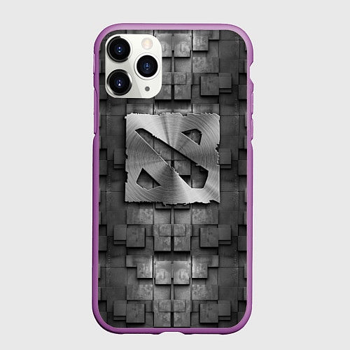 Чехол iPhone 11 Pro матовый Dota - metal texture / 3D-Фиолетовый – фото 1