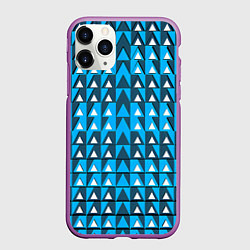 Чехол iPhone 11 Pro матовый Узор из треугольников синий
