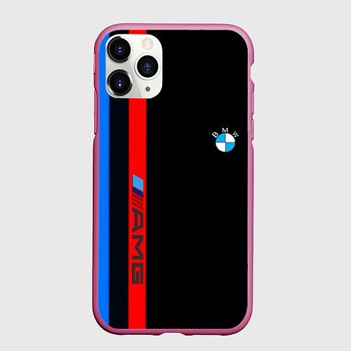 Чехол iPhone 11 Pro матовый BMW amg sport / 3D-Малиновый – фото 1