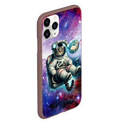 Чехол iPhone 11 Pro матовый Brave cat in space - ai art, цвет: 3D-коричневый — фото 2