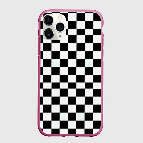 Чехол iPhone 11 Pro матовый Шахматный паттерн доска / 3D-Малиновый – фото 1