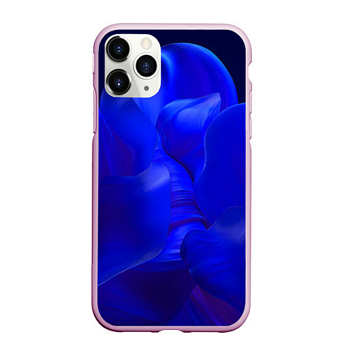 Чехол iPhone 11 Pro матовый Неоновый синий цветок / 3D-Розовый – фото 1