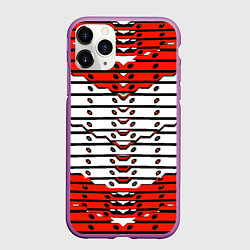 Чехол iPhone 11 Pro матовый Красно-белая техно броня