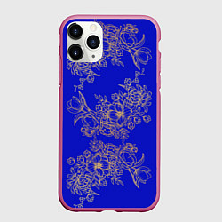 Чехол iPhone 11 Pro матовый Узоры на синем