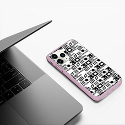 Чехол iPhone 11 Pro матовый Thirty Seconds to Mars pattern rock, цвет: 3D-розовый — фото 2
