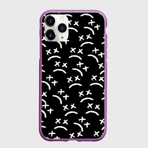 Чехол iPhone 11 Pro матовый Marshmello pattern music dj / 3D-Фиолетовый – фото 1