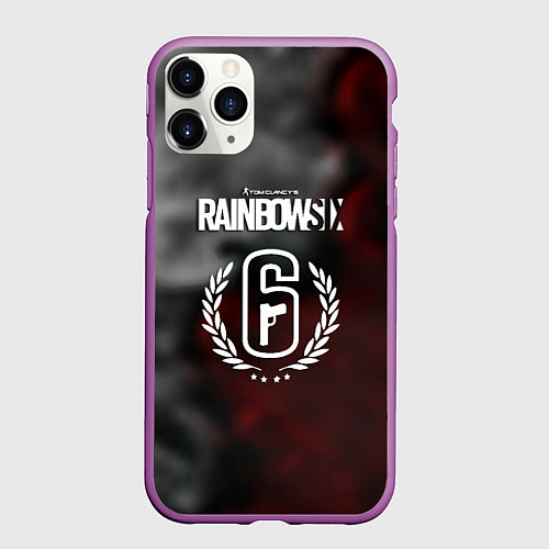 Чехол iPhone 11 Pro матовый Rainbow six gradient fire / 3D-Фиолетовый – фото 1