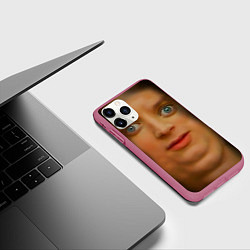 Чехол iPhone 11 Pro матовый Мем упоротый Фродо улыбается, цвет: 3D-малиновый — фото 2