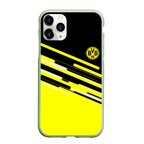 Чехол iPhone 11 Pro матовый Borussia текстура спорт / 3D-Салатовый – фото 1