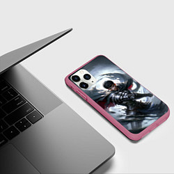 Чехол iPhone 11 Pro матовый Берсерк - нейросеть, цвет: 3D-малиновый — фото 2