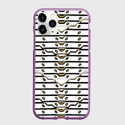 Чехол iPhone 11 Pro матовый Жёлто-белая техно броня, цвет: 3D-фиолетовый