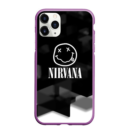 Чехол iPhone 11 Pro матовый Nirvana текстура рок / 3D-Фиолетовый – фото 1