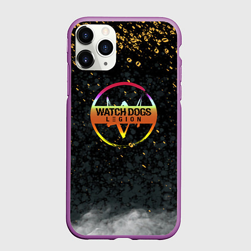 Чехол iPhone 11 Pro матовый Watch dogs легион текстура краски / 3D-Фиолетовый – фото 1