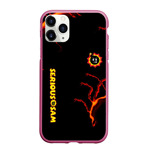 Чехол iPhone 11 Pro матовый Serious Sam game storm / 3D-Малиновый – фото 1
