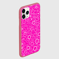 Чехол iPhone 11 Pro матовый Бело-розовый паттерн пузырьки, цвет: 3D-малиновый — фото 2