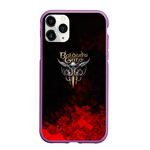 Чехол iPhone 11 Pro матовый Baldurs Gate краски текстура / 3D-Фиолетовый – фото 1